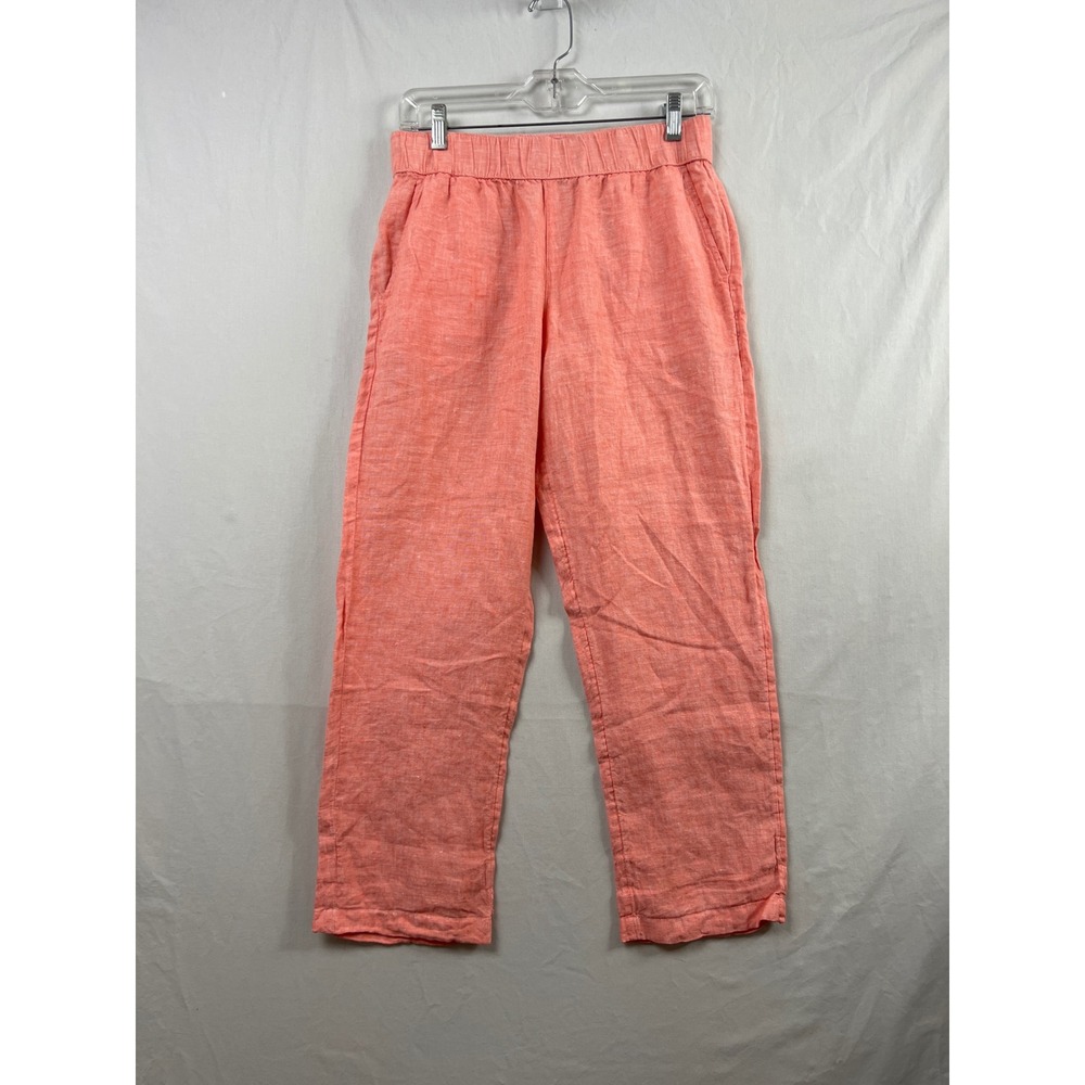 Rachel Rachel Roy Linen Pants Women Small Coral Elastic Waist Straight Leg
